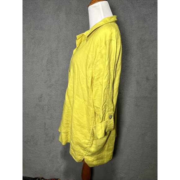 John Mark Women’s L Chartreuse 100% Linen Tunic - Picture 3 of 11